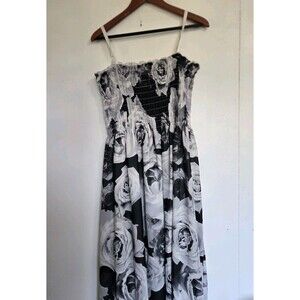 Maxi Dress Womens 4XL Plus Dark Floral Black White Boho Travel Whimsigoth